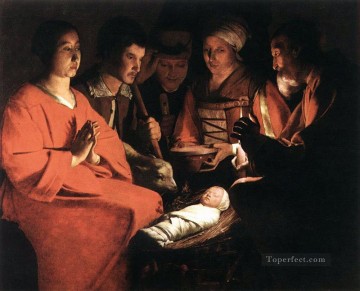 Georges de La Tour Painting - Adoración de los pastores a la luz de las velas Georges de La Tour